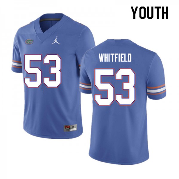Youth #53 Chase Whitfield Florida Gators College Football Jersey Blue - Click Image to Close